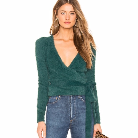 MAJORELLE Sweaters - Revolve MAJORELLE Emerald Green Coco Wrap Sweater XS